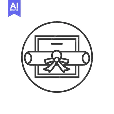 Aset desain premium: Diploma with Ribbon and Frame in Circle Icon