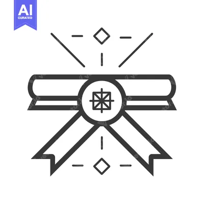 Diploma with Seal and Ribbons, Outline Icon