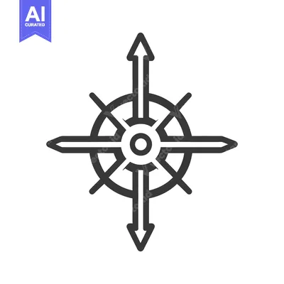 Premium design asset: A simple navigation compass pointing in four cardinal directions