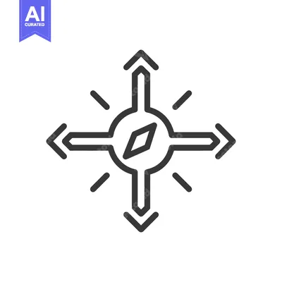 Aset desain premium: Simple geometric illustration of a compass navigation symbol