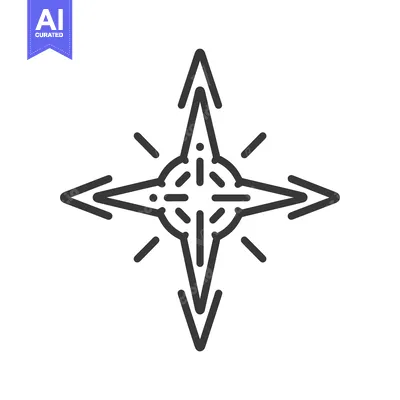 Aset premium populer: A black and white star shaped directional instrument design
