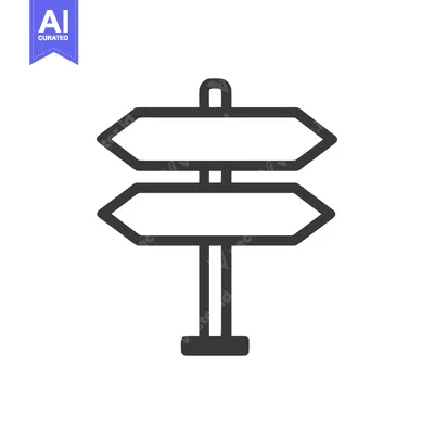 Aset desain premium: Minimalist Signpost Icon: Two Arrows Pointing in Opposite Directions