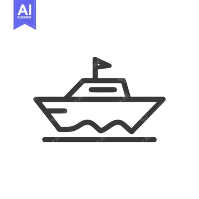 Premium design asset: Minimalist Boat Icon: Stylized Vessel on Water, Simple Line Art
