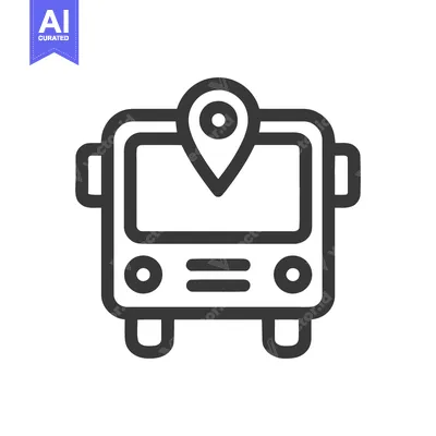 Aset premium populer: Bus Location Icon: Minimalist Design with Pinpoint Marker