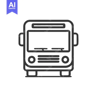 Aset desain premium: Minimalist Bus Icon: Front View, Clean Line Art, Transportation Symbol