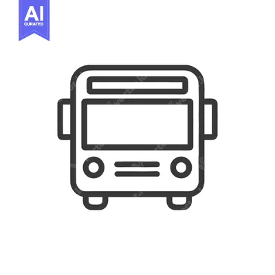 Aset desain premium: Minimalist Bus Icon: Front View, Bold Outline, Transportation Symbol