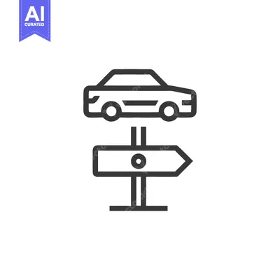 Aset premium populer: Minimalist Car Direction Sign Icon: Navigation and Transportation Symb