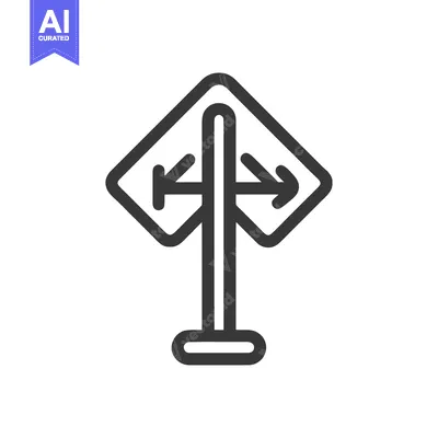 Directional Signpost Icon: Left and Right Arrows on White Background