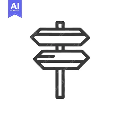 Aset desain premium: Minimalist Directional Signpost Icon with Two Arrows, Isolated on Whit