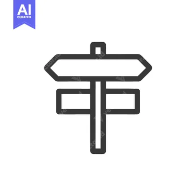 Aset desain premium: Minimalist Signpost Icon: Directional Symbol with Arrow and Rectangula