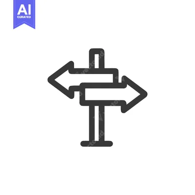 Aset desain premium: Directional Signpost Icon: Left and Right Arrows, Minimalist Design