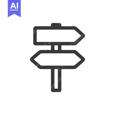 Aset premium populer: Minimalist Signpost Icon with Two Arrows on White Background