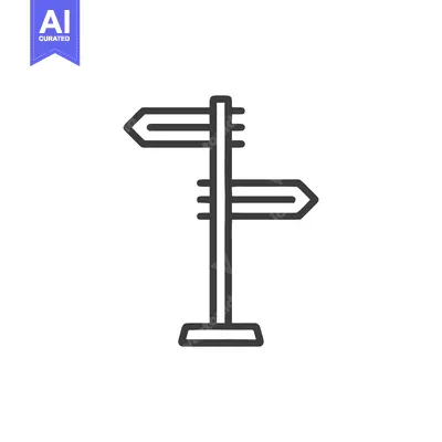 Aset desain premium: Minimalist Directional Signpost Icon with Arrow Indicators on White Ba