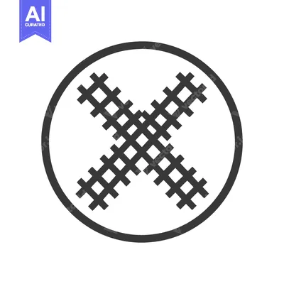 Aset premium populer: Railroad Crossing Symbol: Minimalist Black and White Icon in Circle