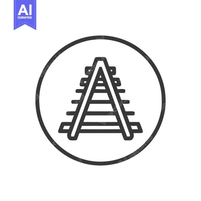 Aset premium populer: Minimalist Railroad Track Icon Inside Circle, Black and White Design