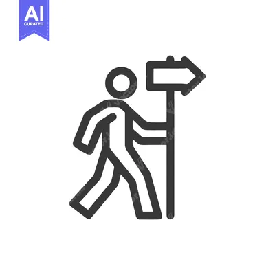 Premium design asset: Minimalist Icon of Person Following Directional Arrow Sign