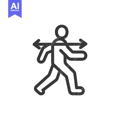 Aset premium populer: Figure Walking with Arrows: Linear Icon Representing Movement and Dire