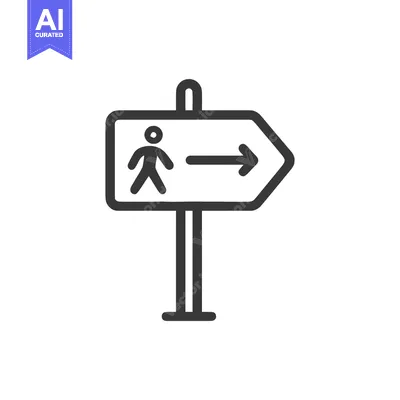 Aset premium populer: Pedestrian Directional Sign: Minimalist Icon Guiding the Way