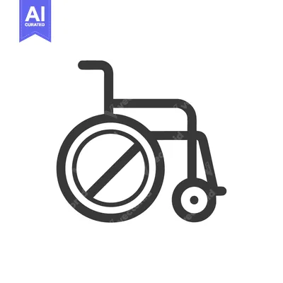 Aset desain premium: Wheelchair Prohibition Symbol: Accessibility Restriction Icon in Black