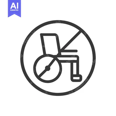 Aset desain premium: Wheelchair Prohibition Sign: Accessibility Restriction Symbol in Black