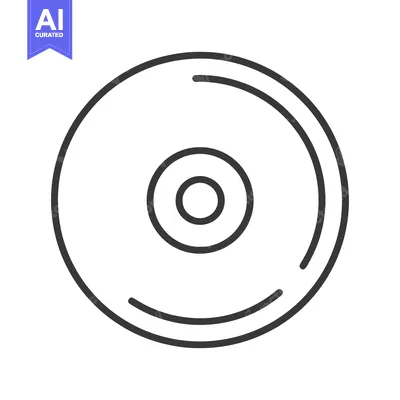 Aset desain premium: Minimalist CD Icon: Clean Line Art Depicting Data Storage Media