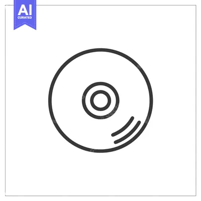 Premium design asset: Minimalist CD Icon: Sleek Black Outline on White Background, Modern De