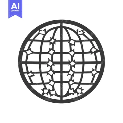 Premium design asset: A simple circular globe with star shaped graphical embellishments