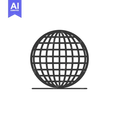Aset premium populer: A simple black line drawing of a globe on white background
