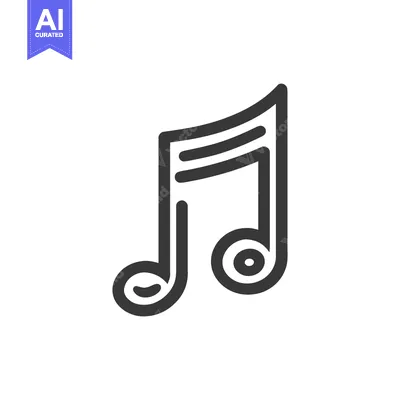 Download Minimalist Music Note Icon with Double Flag and Swirled Tails on White Vector Graphic