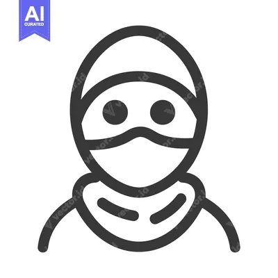 Premium design asset: A simple line drawing of a person wearing a mask