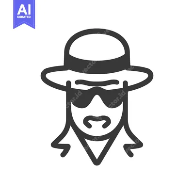 Download A stylized illustration of a person wearing sunglasses and a hat Vector Graphic