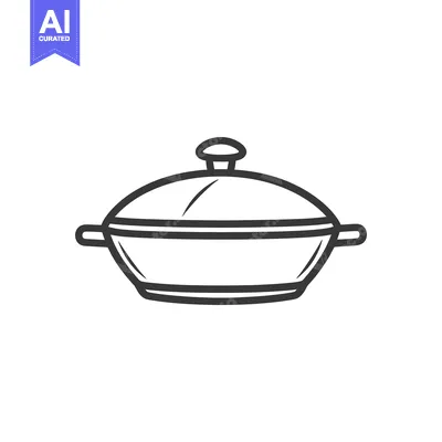 Aset desain premium: A drawing showing a covered cooking pot used for food preparation