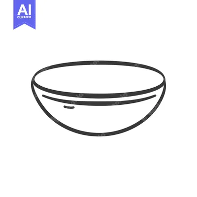 Aset desain premium: Simple illustration depicts a bowl with a rounded shape