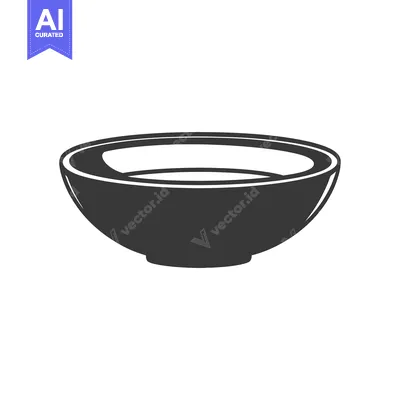 A simple monochrome image of a ceramic bowl shown plainly