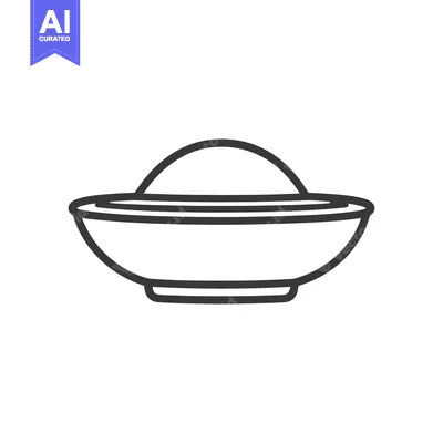 Download A simple line drawing of a bowl with contents inside Vector Graphic