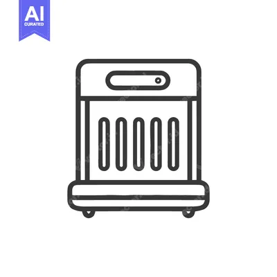 Popular premium asset: Minimalist Line Art: Portable Space Heater with Rounded Edges on White