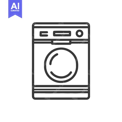 Aset premium populer: Minimalist Washing Machine Icon: Clean Laundry Appliance Outline