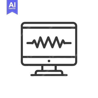 Premium design asset: Computer Monitor Displaying Heartbeat Waveform, Medical Technology Ico