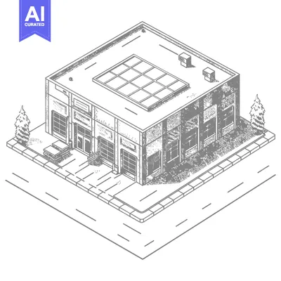 Popular premium asset: Isometric Drawing of a Commercial Building with Solar Panels
