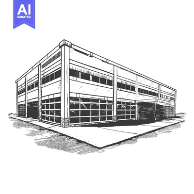 Aset premium populer: Hand Drawn Sketch of a Modern Industrial Building