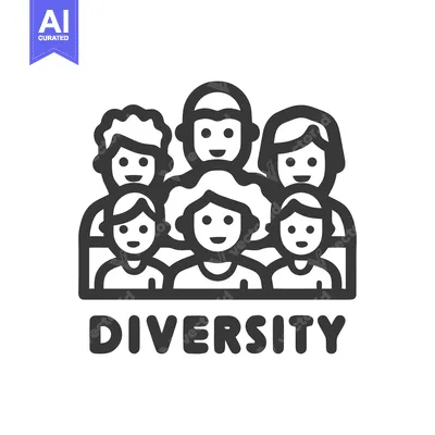 Aset desain premium: Diversity Icon: Group of People, Inclusion, Equality, Unity, Teamwork,