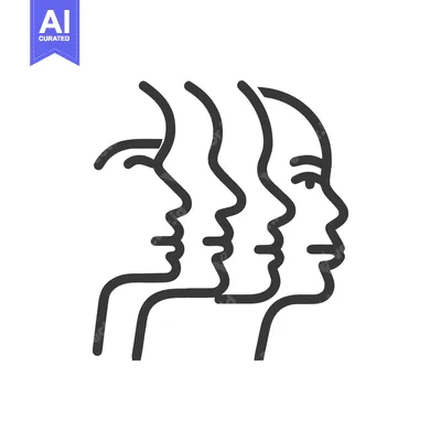 Aset premium populer: Minimalist Line Art: Four Overlapping Human Profiles in Black and Whit