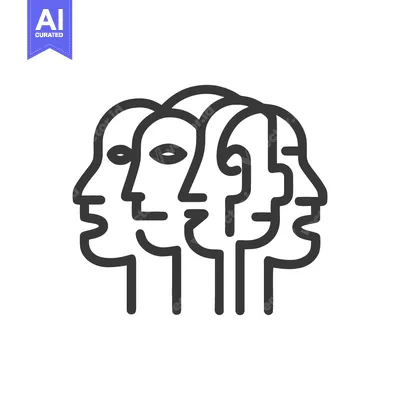 Premium design asset: Abstract Faces: Minimalist Line Art Depicting Diversity and Unity in M