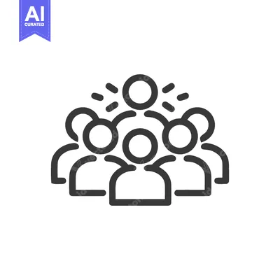 Aset desain premium: Group of People Icon with Leader, Teamwork Concept, Minimalist Line Ar