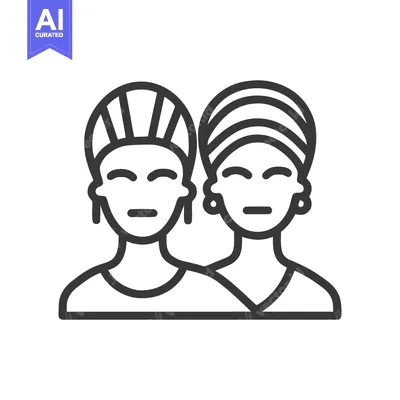 Minimalist Icon of Two Women with Head Wraps, United in Solidarity