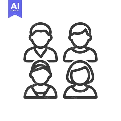 Aset desain premium: Family Icon Set: Minimalist Line Art of Four People