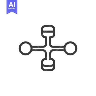 Premium design asset: Abstract Cross Icon with Circles and Rounded Rectangles on White Backg