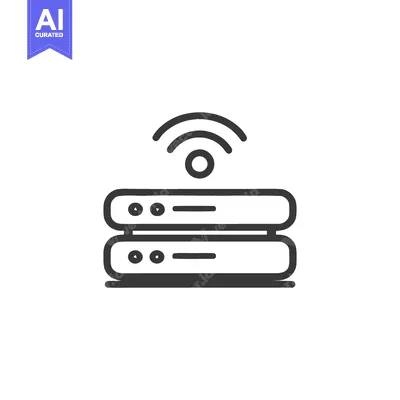 Aset premium populer: Minimalist Line Art: Wireless Server Stack Icon on White Background