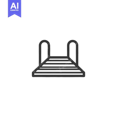 Aset desain premium: Minimalist Pool Ladder Icon: Simple Black Outline on White Background