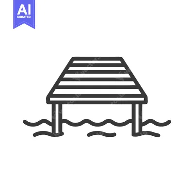 Popular premium asset: Minimalist Pier Icon: Simple Line Art of Dock Over Water